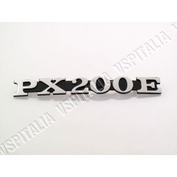 Targhetta cofano -PX200E- in metallo fissaggio con 2 perni per Vespa PX 200 pre-Arcobaleno dal telaio VSX1T 160001 fino al 30000