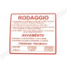 Adesivo -Norme rodaggio- rosso da applicare sul retro dello scudo per Vespa 50 - 125 Primavera - ET3 - 90 - 90ss - 180/200 Rally
