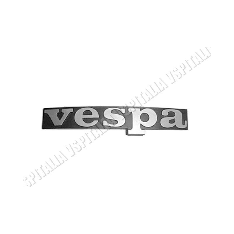 Targhetta anteriore -Vespa- in metallo fissaggio con 2 perni Vespa PX 125 150 200 Arcobaleno - R.O. Piaggio 197601