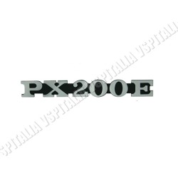 Targhetta cofano -PX200E- in metallo fissaggio con 2 perni per Vespa PX 200 pre-Arcobaleno dal telaio VSX1T 160001 fino al 30000