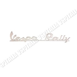 Targhetta posteriore -Vespa Rally- in metallo in corsivo fissaggio 4 Perni per Vespa 180 Rally - R.O. Piaggio 121012