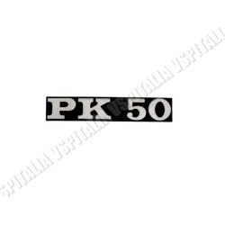 Targhetta sportello laterale  -PK 50- in metallo fissaggio con 2 perni per Vespa PK 50 senza frecce - R.O. Piaggio 195630