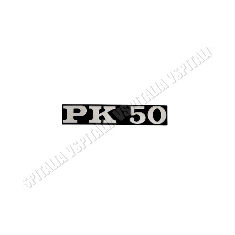Targhetta sportello laterale  -PK 50- in metallo fissaggio con 2 perni per Vespa PK 50 senza frecce - R.O. Piaggio 195630