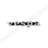 Targhetta anteriore -Vespa- in metallo interasse 59,3mm. per Vespa P125X dal telaio 65161 - P150X dal telaio 436001 - P200E dal 