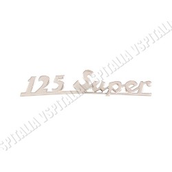Targhetta posteriore -125 Super- in metallo in corsivo fissaggio 4 perni Vespa 125 Super - R.O. Piaggio 150498