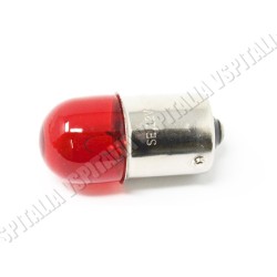 Lampadina 12V 10W BA15S a bulbo Rossa da utilizzare come luce stop su fanali con gemma trasparente