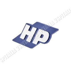 Targhetta bauletto portaoggetti -HP- colore blu e argento per Vespa PK 50 HP - R.O. Piaggio 259394