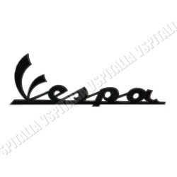 Targhetta cofano -Vespa- antracite in plastica resinata adesiva in corsivo (misura 150x50mm.) per Vespa PX dal 2011 e per Vespa 