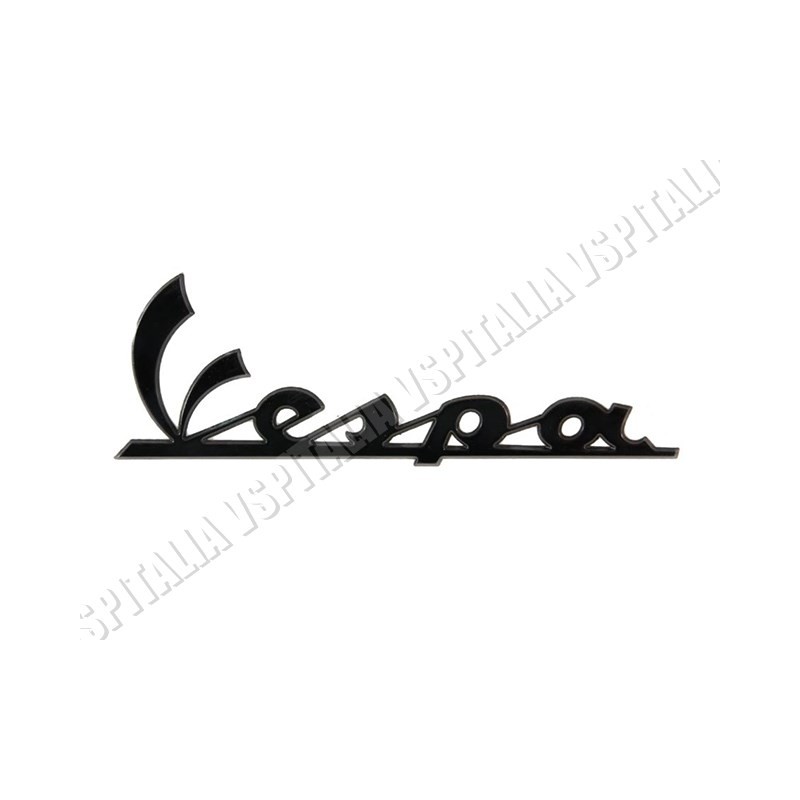 Targhetta cofano -Vespa- antracite in plastica resinata adesiva in corsivo (misura 150x50mm.) per Vespa PX dal 2011 e per Vespa 